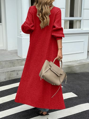 Image of Saodimallsu Womens Long Duster Cardigans Button Down Maxi Sweater Dress
