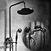 Produktbild Badezimmer Dusche Set Wasserhahn Schwarz Bronze Antik mit Handbrause Überkopfbrause Regenbrause Variable Halter 360° drehbar Duschstange Doppelgriff Messing Gravieren Duschsystem,Blackshower