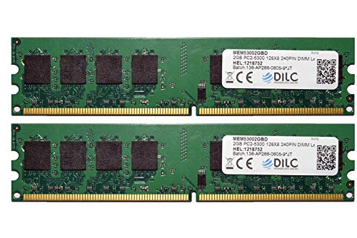 MEMORIE RAM: Due memorie RAM per computer fissi DILC DIMM DDR2 2GB, 667MHz, PC2-5300, 200 Pin, Unbuffered, Non-ECC CL5, per performance elevate