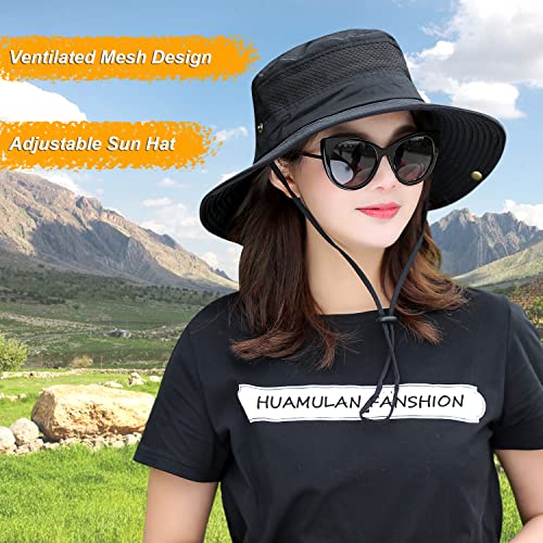 Image of Women Fishing Sun Hat Men Summer UV Protection Bucket Hats Mesh Ventilated Outdoor Hiking Gardening Beach Lawn Hat
