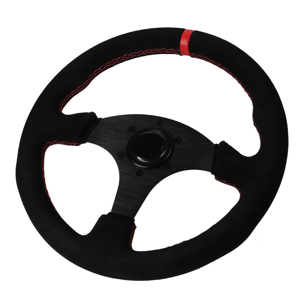 Volante da Corsa universale,Volante da Corsa Volante piatto da 330 mm in pelle scamosciata con telaio in alluminio da 13 pollici da corsa(B)