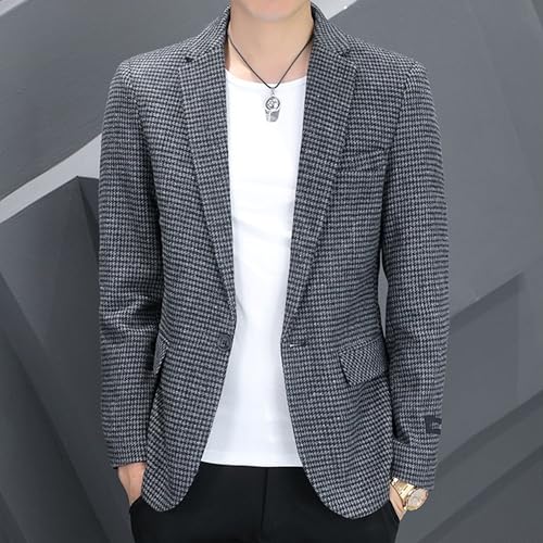 Men's Casual Fashion Plaid Sports Coat Simple Lightweight Suit Jackets Notched Lapel One Button Blazer4
