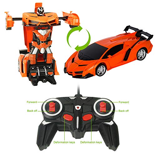Xplanet Transformers Toys Robot Car RC Car for Kids , One-Button Deformation Car Model Toy 1:18 Transformation Remote Control Vehicle for Children Perfect for Birthday Gift