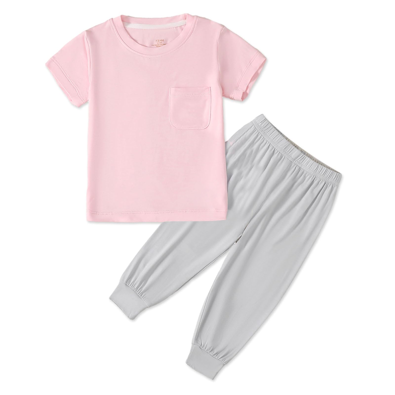 OPAWO Bamboo Baby Clothes Toddler Boy Summer Outfits Pocket Tee Shirts & Jogger Pants 2 Piece Infant Playwear Set 3Months-3T