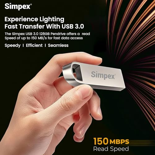 Image of Simpex (128GB V3.0) Metal Body 128GB Storage 3.0V Dual Drive Flash Drive, USB-A &Pen Drive, X-Ray & Temperature Resistant, Use with Smartphones, Tablets, Macs & USB-A Computers