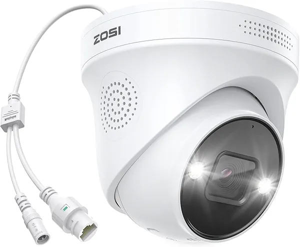 ZOSI 4K PoE Add on Security Camera with Person Vehicle Detection, Sound & Light Alarm, 2 Way Audio, Color Night Vision, 8MP Weatherproof Outdoor Indoor Dome IP Cam, Only Work with ZOSI 4K Po