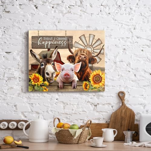 Beabalea-Farmhouse-Animals-Canvas-Kitchen-Wall-Art-Rustic-Sunflowers-Donkey-Cow-Pig-Pictures-Wall-Decor-Country-Red-Barn-Windmills-Artwork-Painting-for-Bedroom-Bathroom-Living-Room-12×16 Beabalea Farmhouse Animals Canvas Kitchen Wall Art Rustic Sunflowers Donkey Cow Pig Pictures Wall Decor Country Red Barn Windmills Artwork Painting for Bedroom Bathroom Living Room 12×16