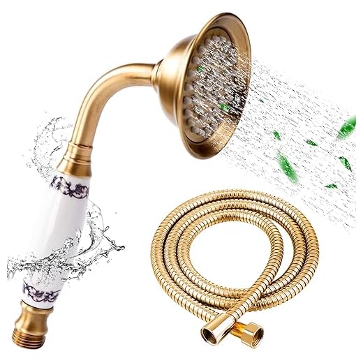 Ycxydr - Cabezal de ducha de acero inoxidable de 1,5 m con acabado de bronce antiguo, diseño clásico de teléfono, componentes incluidos: cabezal de ducha y manguera