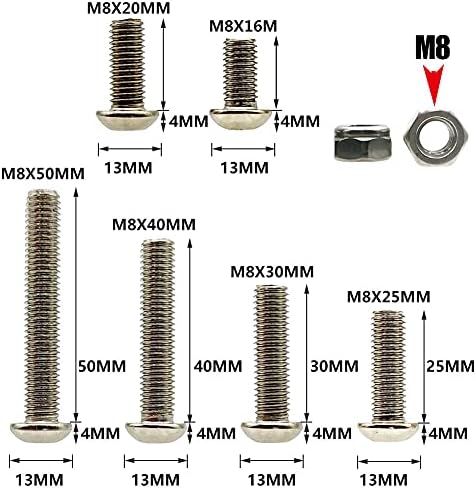 M8 Nuts and Bolts Set Stainless Steel Assortment of Hex Socket Bolts and Nuts (YT-B-M8 Pack of 72PCS)