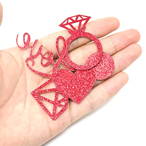 Honbay 100Pcs Red Love Heart Diamond Ring Glitter Confetti, Table Confetti, Sprinkle Confetti, Party Decoration Confetti, For Valentine's Day, Engagement, Bridal Shower, Wedding, Anniversary, Birthday, Baby Shower, Christmas, Photoshoot, Etc #TOP6