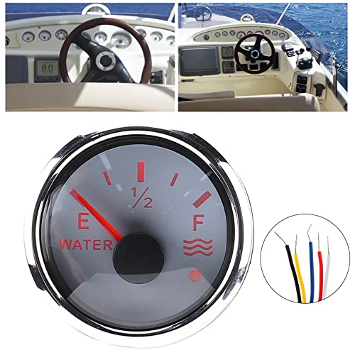 Ejoyous Indicateur de Niveau d'eau, Jauge de Réservoir d'eau 52 mm/2 Alarme Intelligente DC pour Bateau Marin RV 0-190 Ohm Capteur Européen 9-30 V (White)