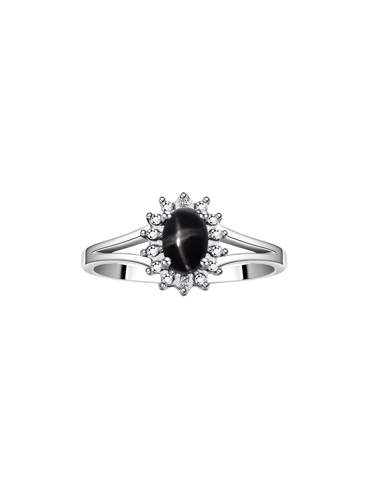 Rylos Halo Ring: Diamond Birthstone with 6X4MM Oval Gemstone - Women's Jewelry in Sterling Silver - Stunning Diamond Ring Sizes 5-10