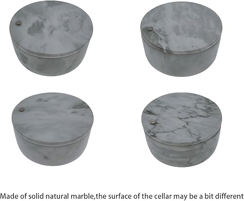 Miniatura 8 de Bodega de sal de mármol y caja de almacenamiento con dos compartimentos, caja de sal con tapa giratoria para almacenar especias (negro)