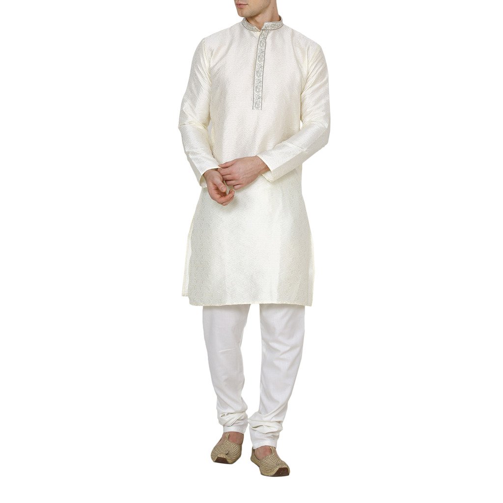 Kurta para bodas y eventos túnica india jacquard beige 38 5