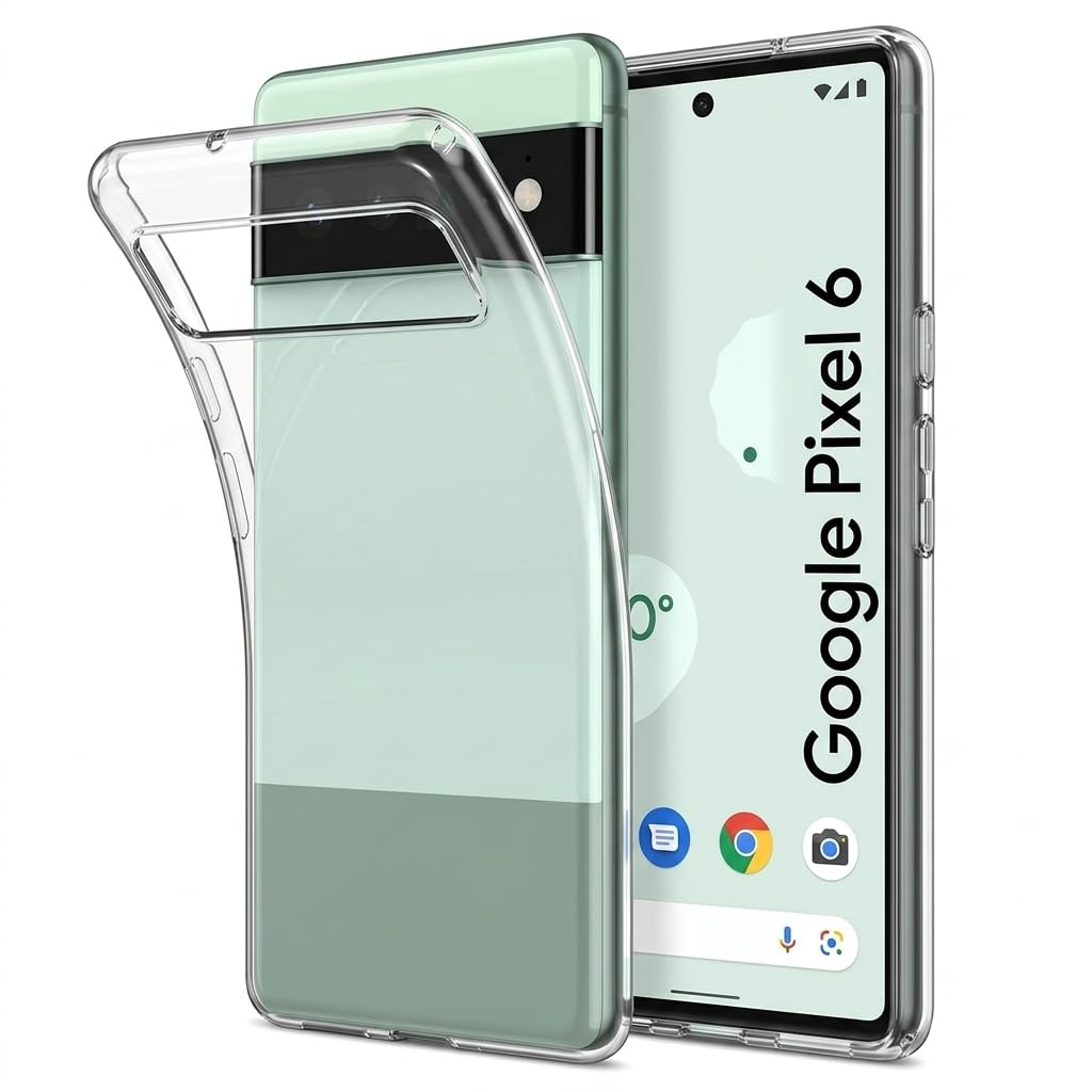 JANAK RAJ Soft Crystal Clear Back Case Cover Compatible with Google Pixel 6 | 100% Transparent Shockproof Silicone 360 Protective Design - Clear