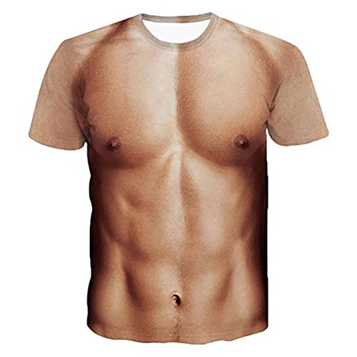 Camiseta para Hombre, ??Xinan Camiseta de Manga Corta de algodón Blusa Unisex Camiseta Estampada 3D de Manga Corta con Estampado de músculos Tops tee (XL, Caqui)