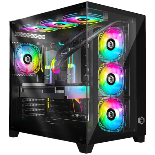 EMPIRE GAMING - (2024 Nowy) Obudowa PC Gamer CL-242 - ARGB Wysoka Wieża ATX, Micro-ATX i ITX - 7 Wentylatorów 120mm 3 piny 5 V LED RGB Adresable - MB Sync - Black