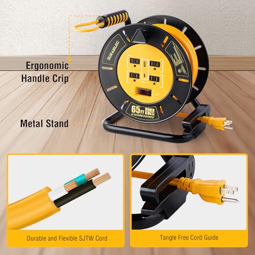 Carrete de cable de extensión para proyectos del hogar y carga USB de dispositivos 5
