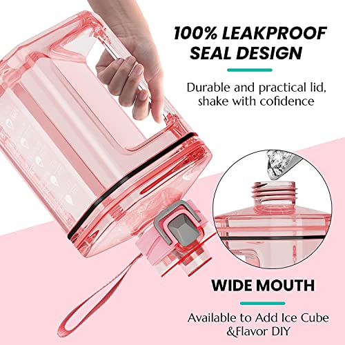 Image of 2.2L Water Bottle, 73oz Large Water Bottle, Half Gallon Sports Bottle,Leak-Proof Container, BPA Free, Water Bottles for Gym, Yoga, Travel, Cycling, Camping, Outdoor (Pink)