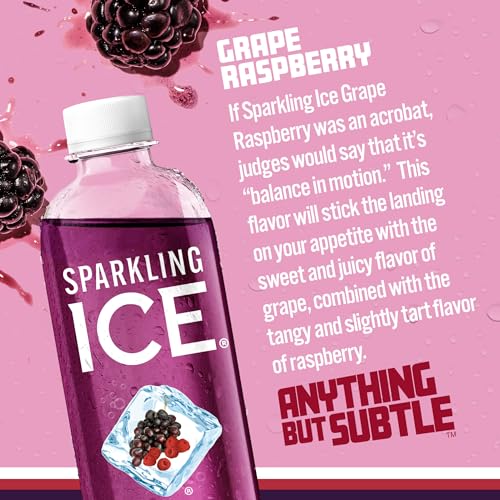 Image of Sparkling Ice, Grape Raspberry Sparkling Water, Zero Sugar Flavored Water, with Vitamins and Antioxidants, Low Calorie Beverage, 17 fl oz Bottles (Pack of 12)