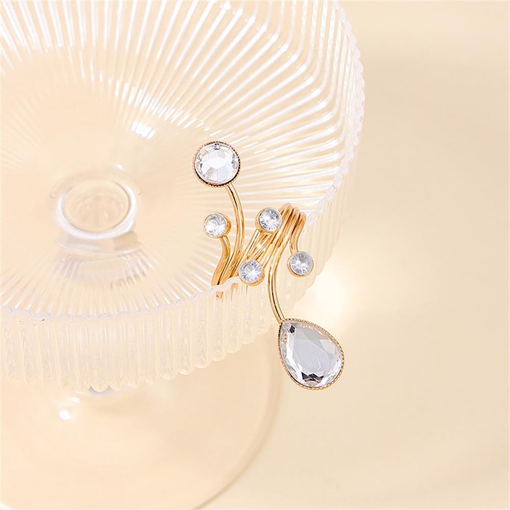 Boho Rhinestone Statement Eternity Ring for Women Gold-Tone Plated Irregular Exaggerated Geometric Wedding Promise Adjustable Open Band Wrap Finger Stackable Rings Comfort Fit Fashion Prom Party Jewelry - Image 5