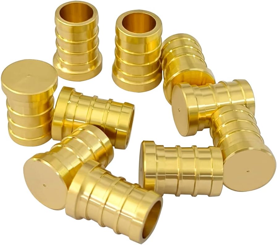 Hooshing Pex Plugs 1/2 inch, 10PCS 1/2" Pex Barb Plug End Cap Brass