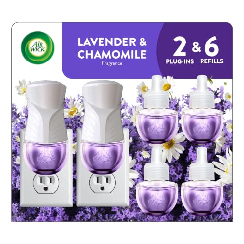 Air Wick Plug in Starter Kit, Lavender & Chamomile, 2 Warmers & 6 refills