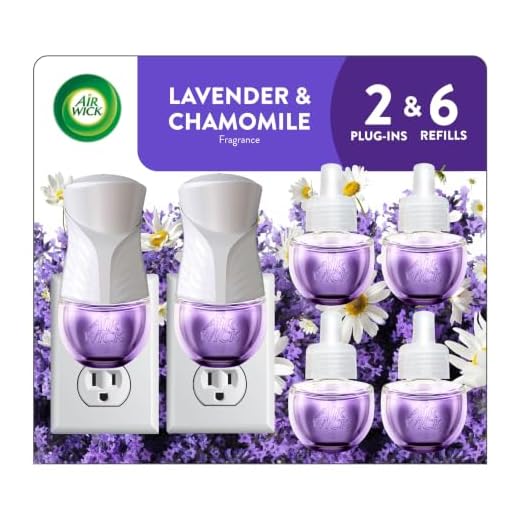 Air Wick plug in Scented Oil Starter Kit, 2 Warmers + 6 Refills, Lavender & Chamomile, Eco friendly, Essential Oils, Air Freshener