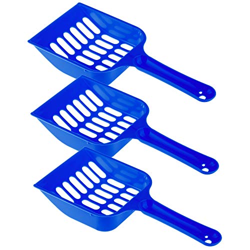 Volila Kattenbakschep met Sterk Makkelijk Plastic Handvat voor Huisdierenpoep, Makkelijk Schoon te Maken, blauw (3 stuks) (Blauw, schep)