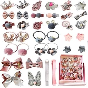 Gracious Mart - Hair Style Baby Elastic Hair Ties Headdress Accessories Set Gifts Baby Girls Teen Toddlers - [36 Pecs | Baby Pink]