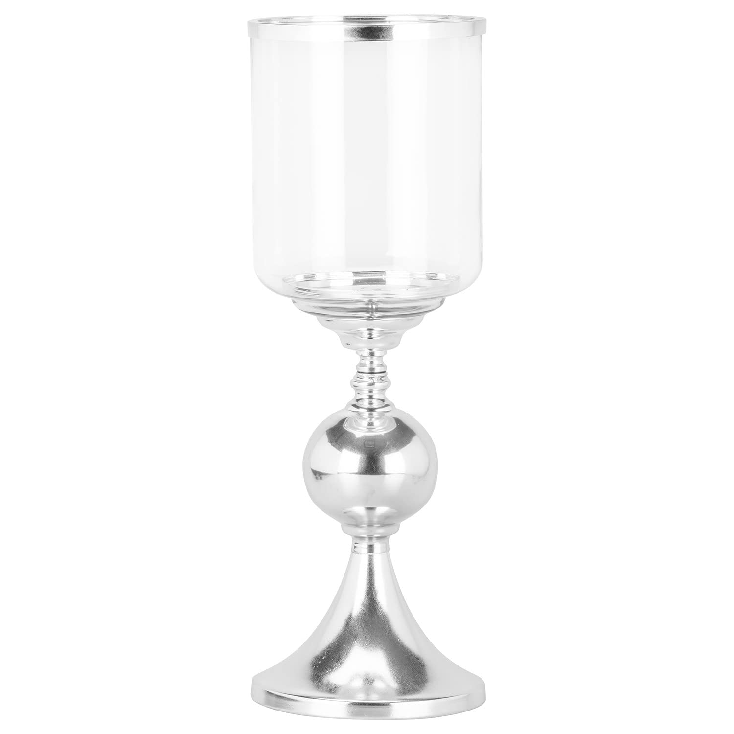 Biznest Silver Table Top Hurricane Candle Holder Lantern With Glass For Home Decor Wedding Centerpiece from B&Q