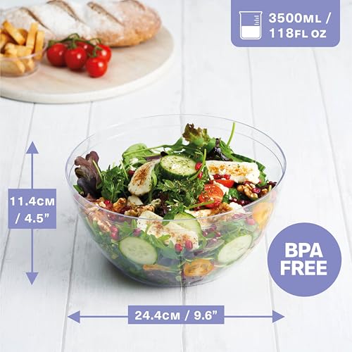 MATANA 5 Large Clear Hard Plastic Serving Bowls, XL 3500ml - Reusable Salad Bowls for Snacks & Crisps - Parties, Picnic, Birthdays, BBQ & More - Image 4