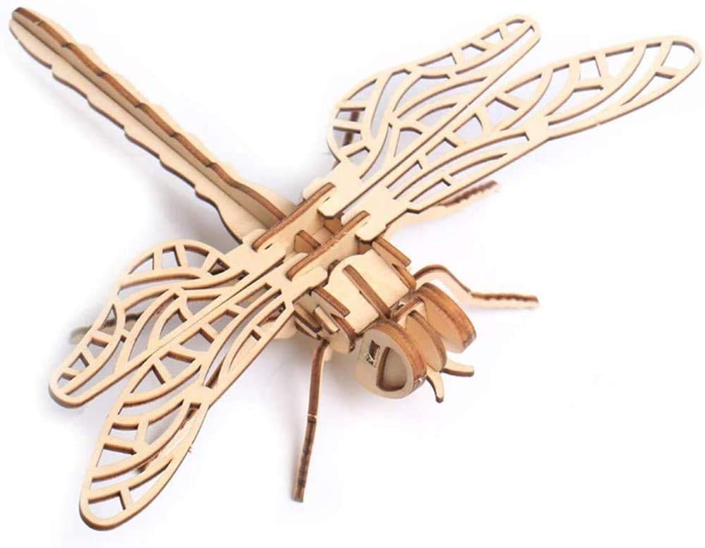 Generic 3D Wooden Puzzle Model, Dragonfly, Insect Animal Assembly Model - Wood Crafts 3D Puzzle DIY Toys Gifts for Kids and Adults Teens Boys Girl