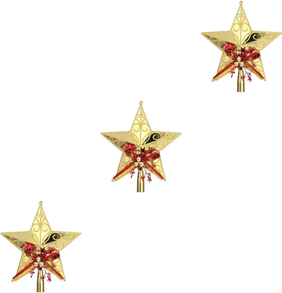 3pcs Christmas Topper Star Light Decorations Glittering Tree Ornaments for Outdoor