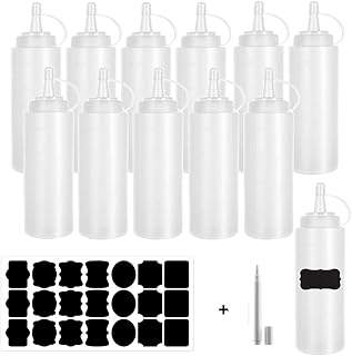 12 Pack 8 oz Plastic Squeeze Bottles Multipurpose Squirt Bottles for Ketchup,Barbecue,Sauces,Syrup,Dressings,Arts & Crafts...