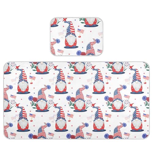 Takiito Patriotic Gnomes Baby Cooling Mattress Pad, Soft & Breathable Cooling Mat Keep Baby Cool in Summer 28x52 in, Nursery Essential