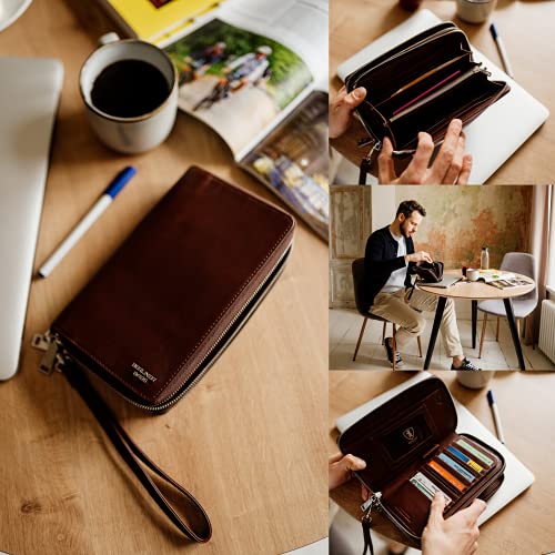 Berliner Bags Premium Dallas Portemonnee Organizer van leer, voor dames en heren, met RFID-bescherming, bruin, One-size, - Image 4