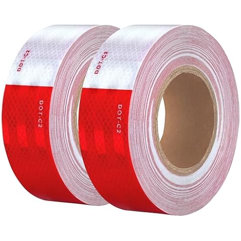 UIOCSSC DOT-C2 Reflective Tape 2 Inch x 200 Feet Reflective Safety Tape Red White Conspicuity Safety Reflective Tape Outdoor Waterproof for Trailers Cover