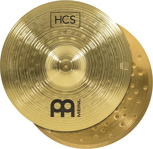 HCS 15” Hihats (Hi Hat) Cymbals for Drum Set, Pair— MADE IN GERMANY — Traditional Medium Brass, 2-YEAR WARRANTY