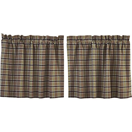 VHC-Brands-Rustic-Lodge-Kitchen-Window-Curtains-Wyatt-Tan-Tier-Pair-Set-24x36 VHC Brands Rustic Lodge Kitchen Window Curtains Wyatt Tan Tier Pair Set 24×36