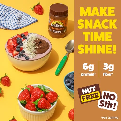 Image of SunButter Chocolate Sunflower Seed Butter, 16 oz Nut-Free Spread with 7g Plant-Based Protein, Roasted Rich & Savory Flavor, Smooth Texture | Vegan, Kosher & Non-GMO