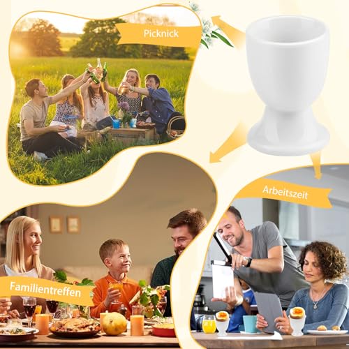 qhklew 6 Stück Eierbecher Keramik, Eierhalter Set, Eierbecher Porzellan, Tablett Frühstück Egg Cup Halter, Kleine Weinglasform, Eierbecher für Hart und Weichgekochten Eiern – Bild 8