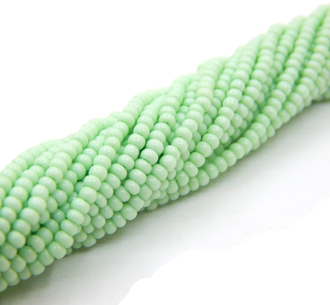 Perlin 2 mm Seed Beads Glass Beads 9000 Pieces Indian Seed Beads Pony Beads Preciosa Ornela Czech CZ 11/0 on Multiple Strands Round Light Green Opaque