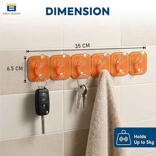 Image of Btag Waterproof Stick on Adhesive Wall Hooks | No Damage, Easy Installation | Smart Storage Solution | Heavy Duty Hooks for Photo Frames, Wall Clocks, Keys, Hanging Robe | Multicolor (1 Set of 6 Pcs)