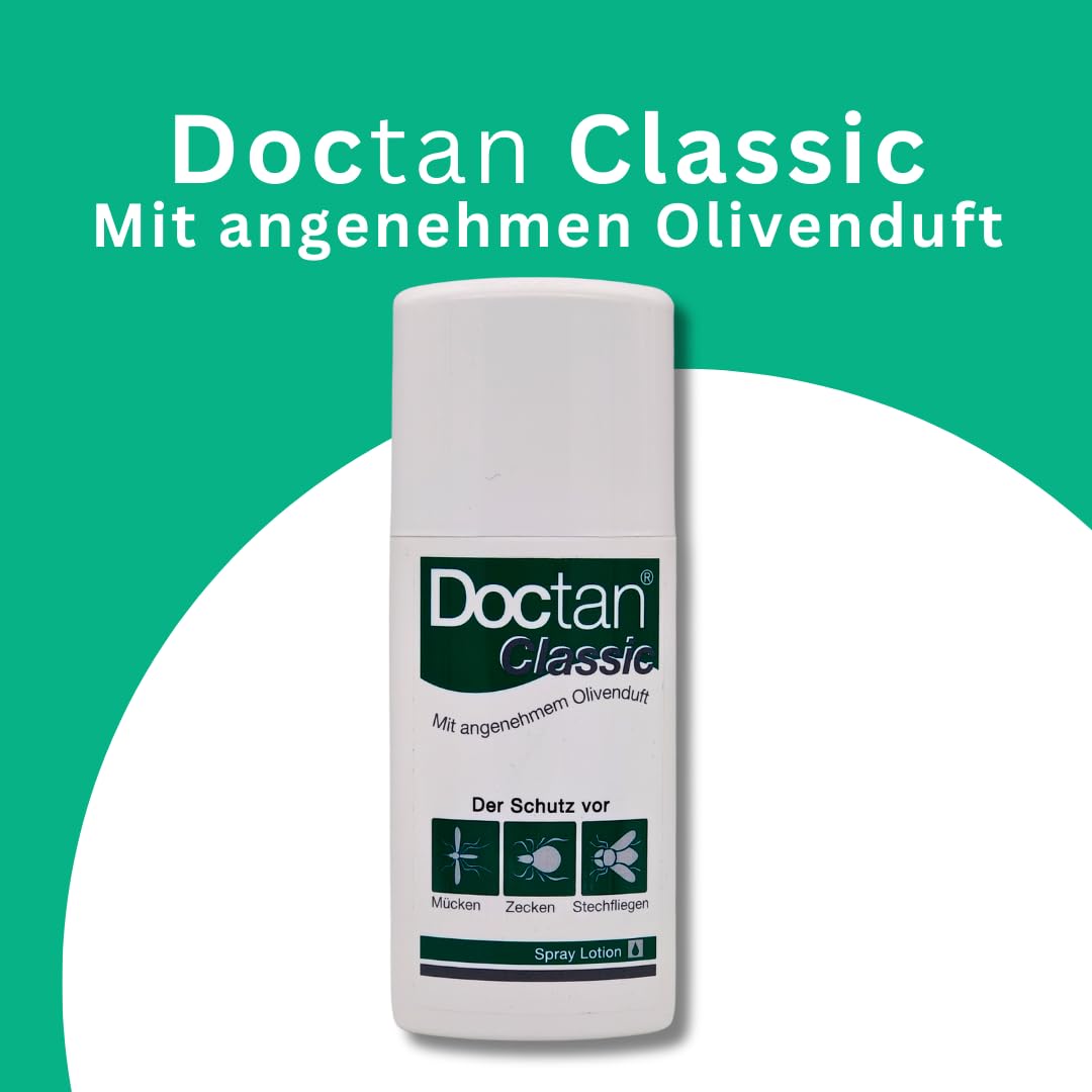 Doctan Classic Spray Lotion, 3x 100 ml I bis zu 12 Stunden Schutz vor Mücken, Zecken und Stechfliegen, Malariaprophylaxe, Zika-Virus I Für Kinder ab 2 Jahren I Spar-Set plus Pharma Perle give-away