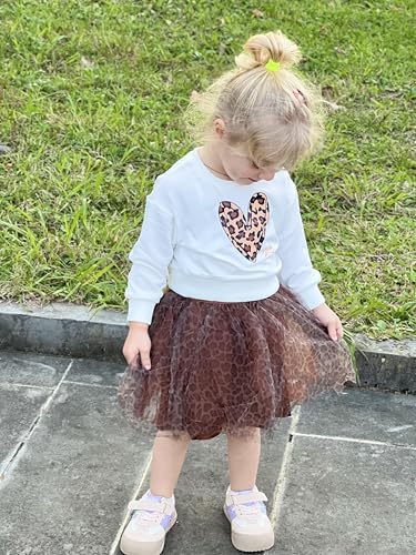 Image of Arshiner Toddler Girl Clothes Long Sleeve Pullover Sweatshirt and Tutu Skirt 2 Piece Outfits Kids Clothing Set Party Dress