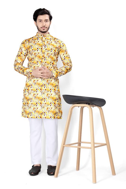 Mens Cotton Blend Printed Kurta with Pajama Comfortable FitPT-19-picture-41