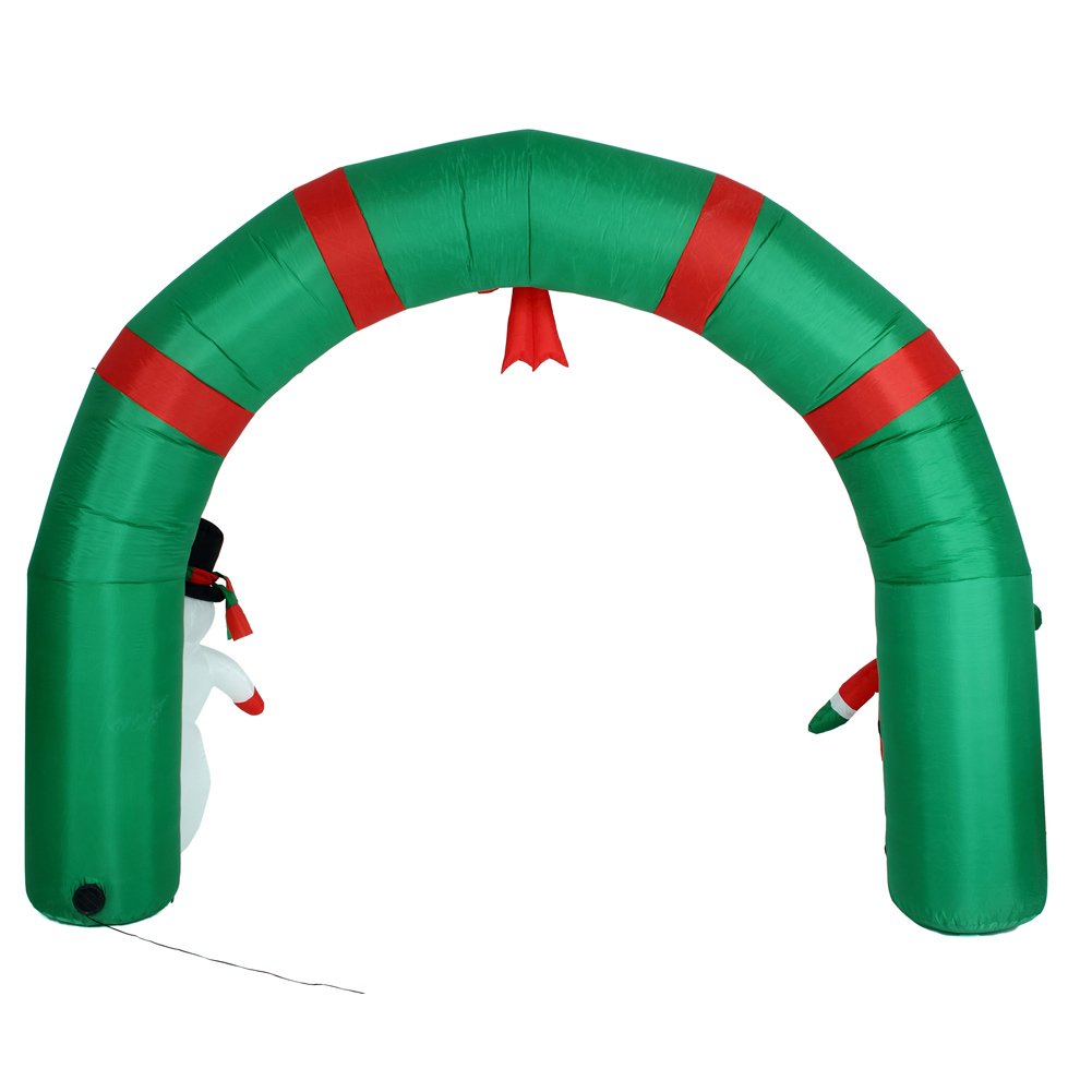BAKAJI Arco Gonfiabile Gigante Natalizio Altezza 240 cm con Babbo Natale e Pupazzo di Neve con Kit Fissaggio per Esterno Illuminazione LED Protezione IP44 Decorazione Natalizia (240 cm)