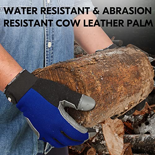 Vgo... Safety Leather Work Gloves,Mechanics Gloves,Rigger Gloves,Water Resistant,Light Duty(Size Xl,Blue,Ca9774Wr) #TOP1