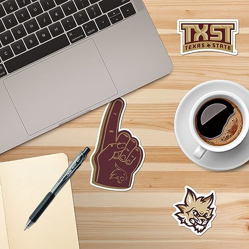 Image of Texas State University 10ct Vinyl Sticker Pack - Large Waterproof Bobcats, TXST, Mascot & Pennant Decals for Laptops, Water Bottles, Tablets, Scrapbooks, Vehicles & More - Officially Licensed Designs